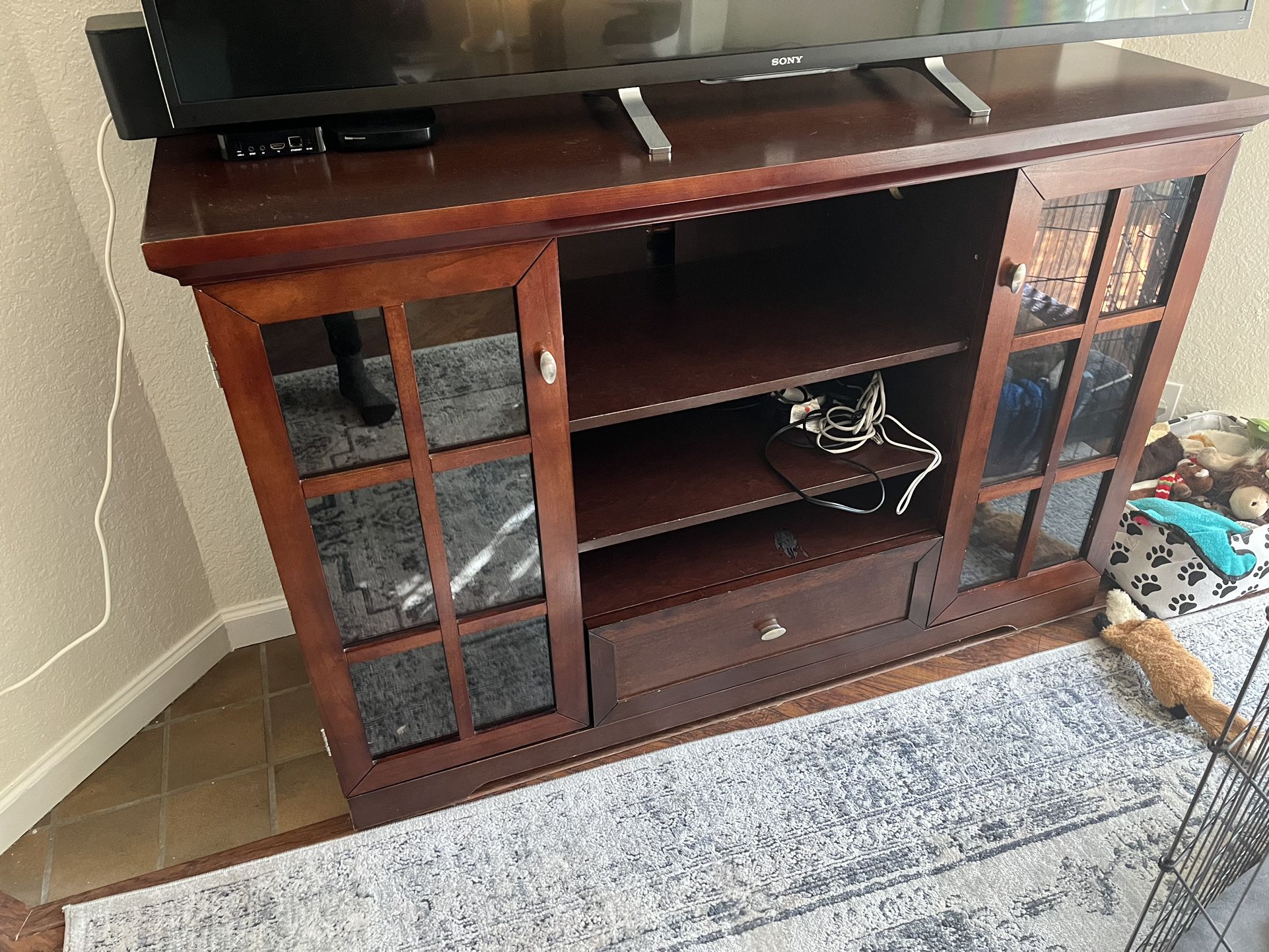 Cherry Wood Console & Bookcase