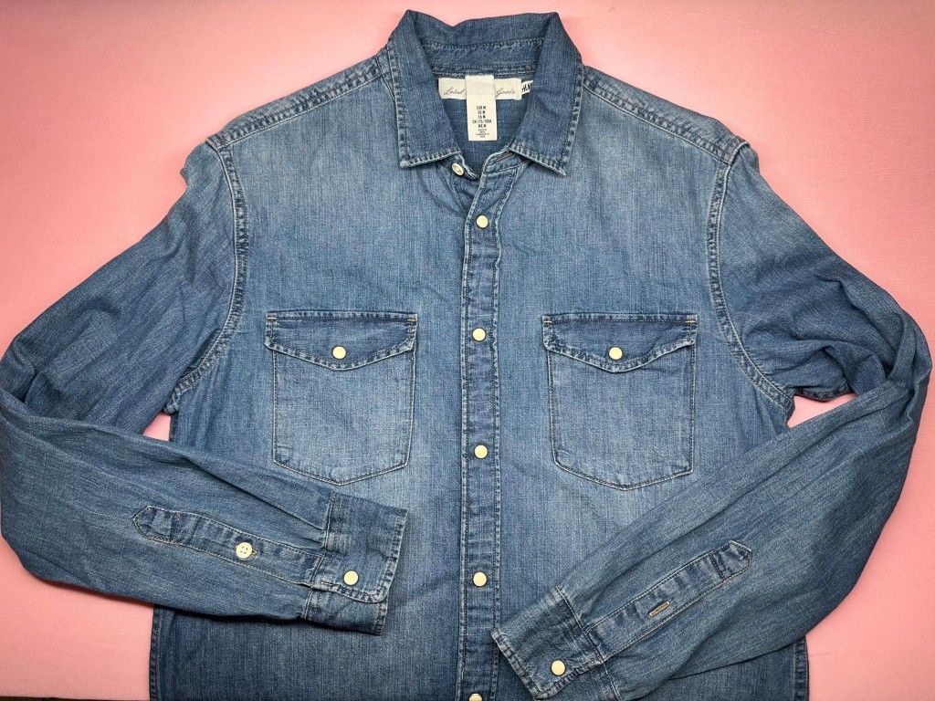H&M DENIM LONG SLEEVE SHIRT CLOTHES MEN SIZE M A5