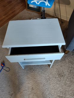 Gray Side Table With Drawer