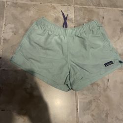 Patagonia Barely Baggies Coral Teal Blue Green Athletic Shorts Women SZ X-Small
