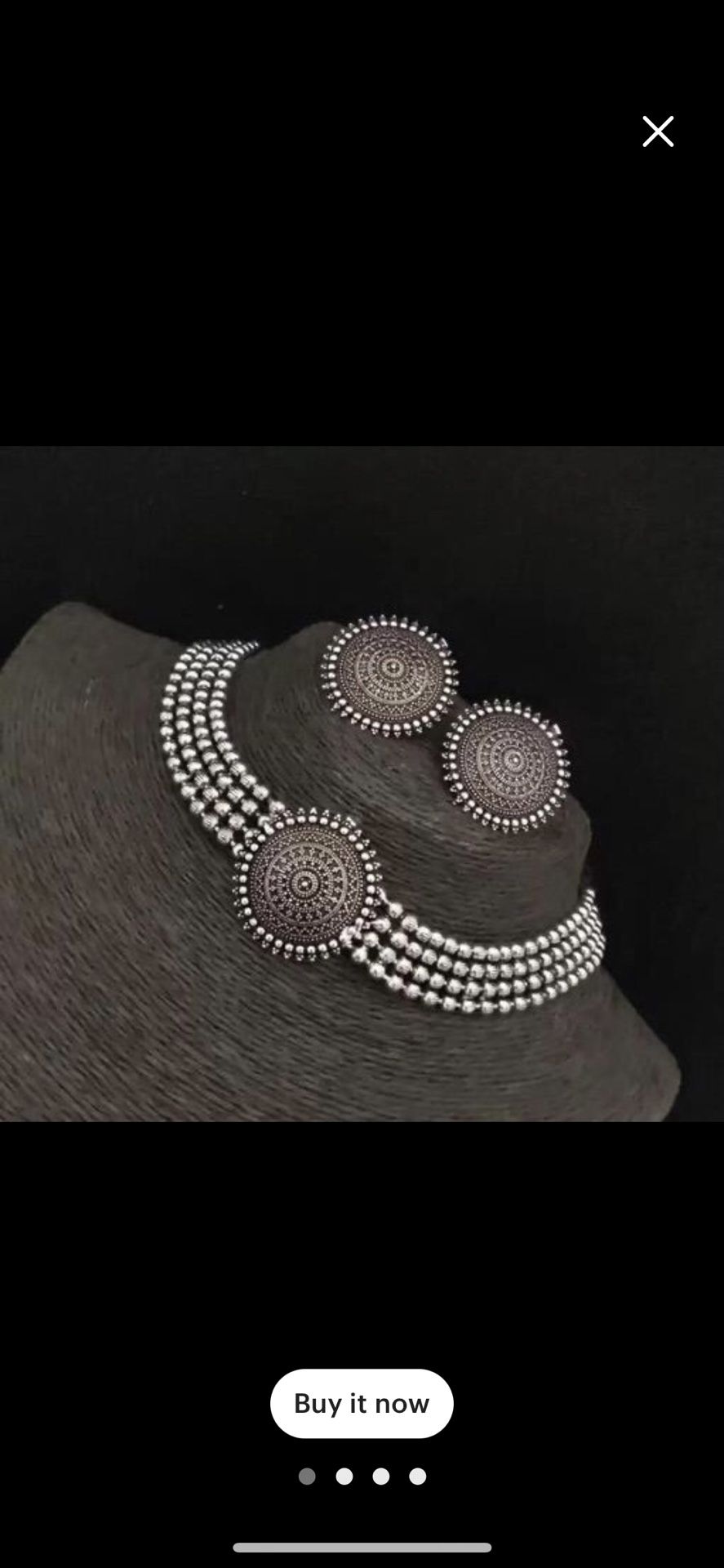 German Sliver Choker Set Comes With Neck Piece And Earrings 