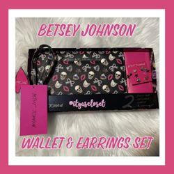 Betsey Johnson Wallet & Mismatched Earrings Set NWT
