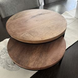 Wooden Two-Tier Serving Plate 