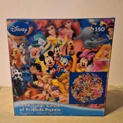 Disney Lenticular Circle Of Friends Circular 3D Puzzle-Still Sealed