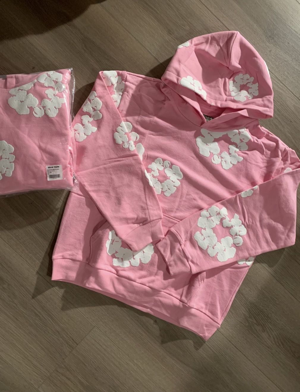 Pink denim Tears Hoodie size M