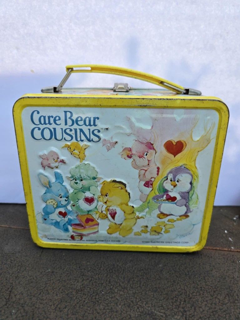 Vintage Metal Carebears Cousins Lunch Box with Thermos