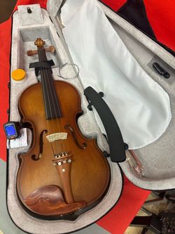 Nice ALL WOOD Violin with New Bow, Digital Tuner, Shoulder Rest, Extra Strings $160 Firm