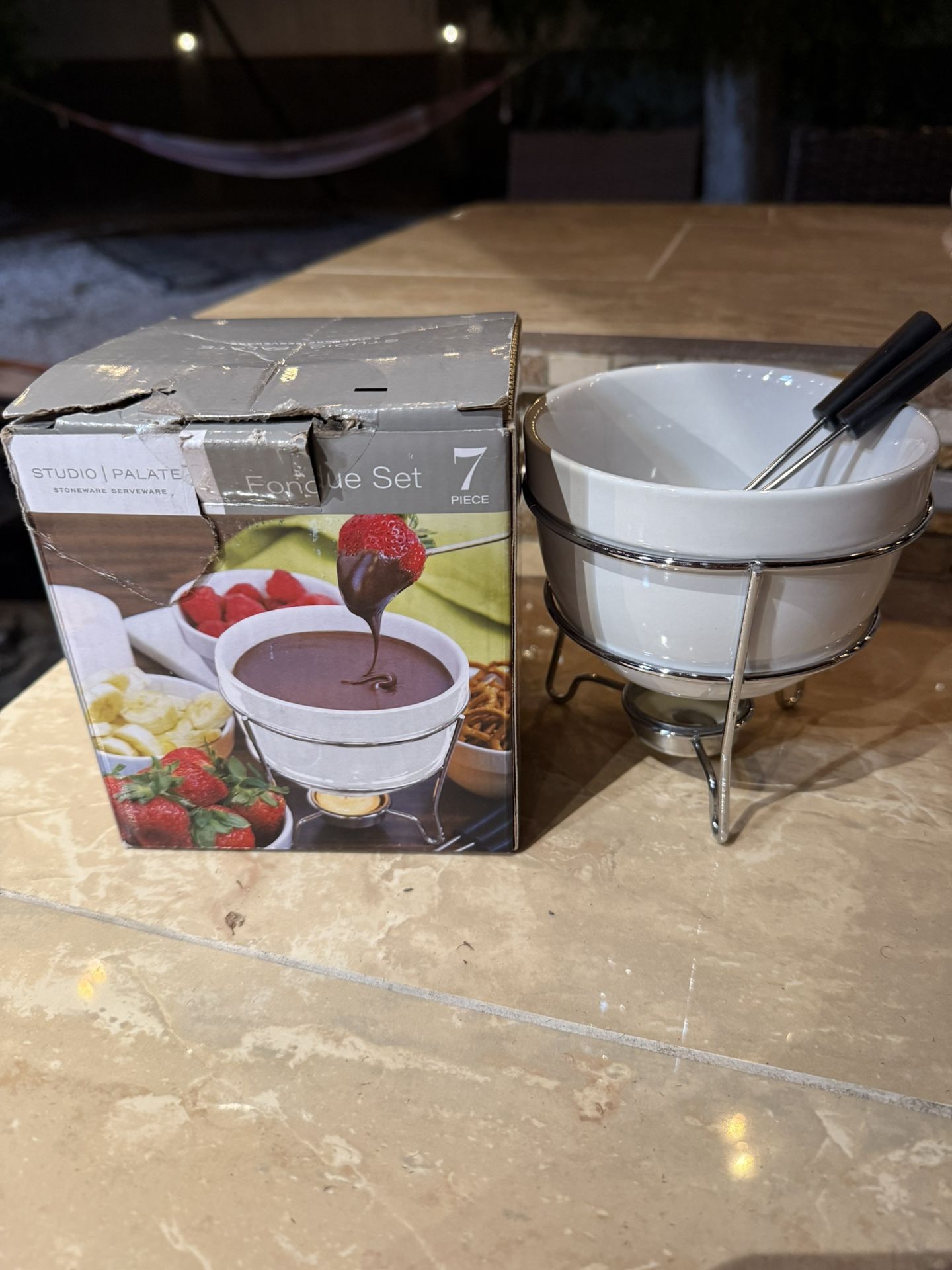 Elegant Chocolate Fondue Pot Butter warmer Bowl Set with 4 Dipping Forks & Tea Light Holder - For the Perfect Melted, Chocolate & Cheese Serving - fon