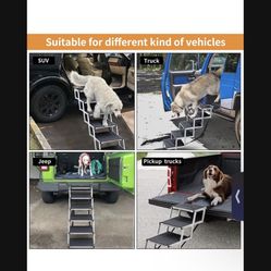 Dog Car Ramp for Large Dogs, Lightweight Dog Stairs Support up to 200lbs, Folding Dog Ramp with Increased Nonslip Surface