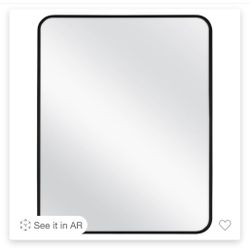 30" × 24" Rectangular Decorative Wall Mirror with Rounded Corners Black - Project 62