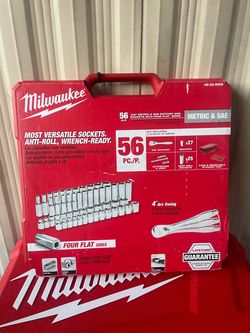 Milwaukee 3/8 in. Drive SAE/Metric Ratchet and Socket Mechanics Tool Set (56-Piece)