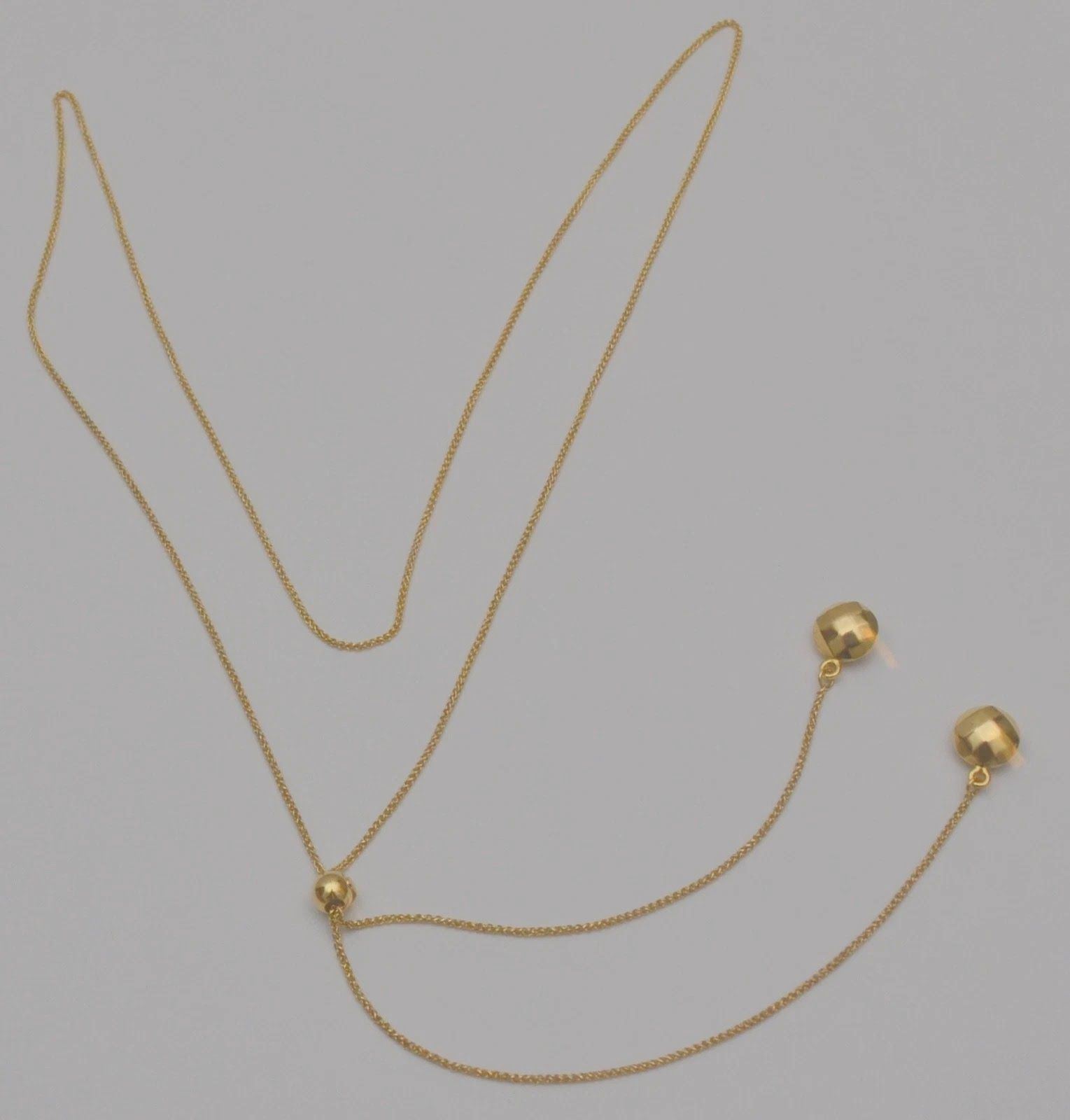 14K Yellow Gold Adjustable Chain Necklace Slider Bead Up to 28 Inches
