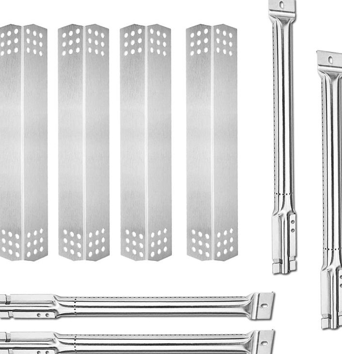 Uniflasy Stainless Steel Heat Plate Shield and Burners Tube Girll Replacement Parts Kits for Master Forge 1010037, 1010048 Gas Grills Heat Tent Flavor