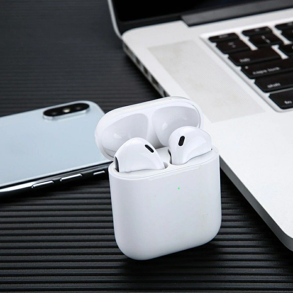 Wireless white earbuds with case