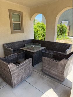 Patio furniture set with fire pit