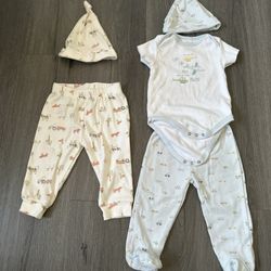 baby 1 1/2 set outfits with beanies 6-9 months 