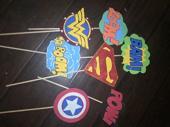 Super heros photo booth props