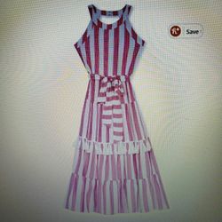 Rare Editions, Big Girls Striped Tassel Dress, SZ: 14