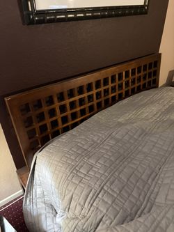 Room & board Queen Wood Bed Frame W/ Nightstands 