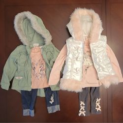 Little Lass Toddler Girl 3-pc Set Hooded Jacket, Shirt, Leggings (lot of 2), 2T 