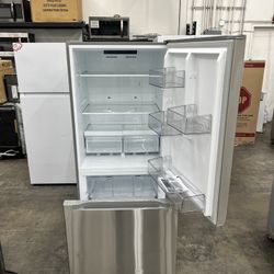 Midea 30 inch bottom freezer refrigerator in stainless steel 