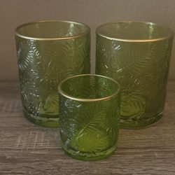Tropical Floral Candle Holders Set of Three