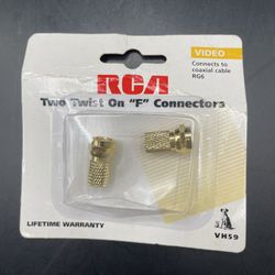 RCA VH59 Twist On F Connectors 2-Pack Gold Plated for RG6 Coaxial Cable Vintage