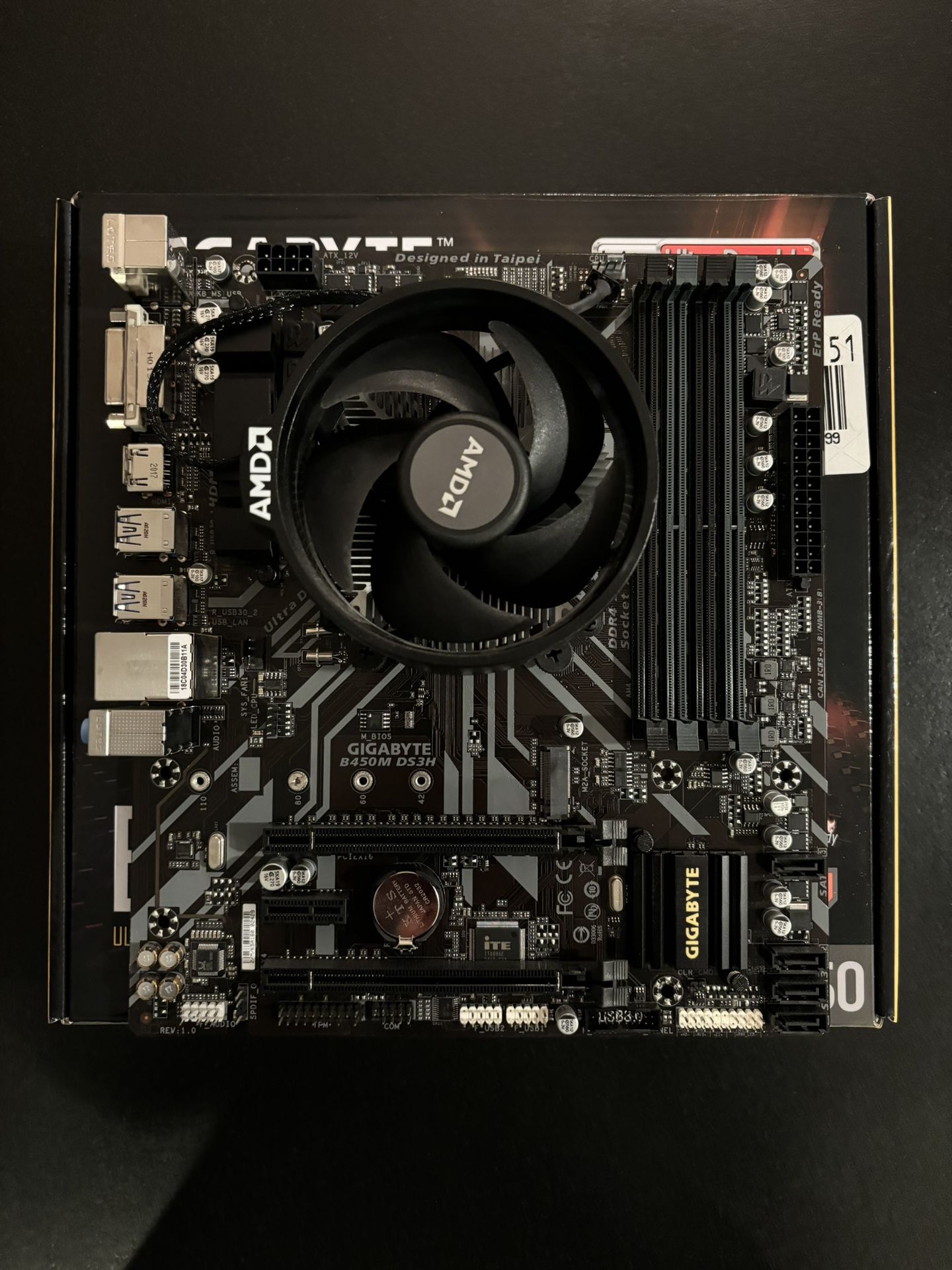 Ryzen 5 2600 and B450m DS3H CPU Motherboard combo