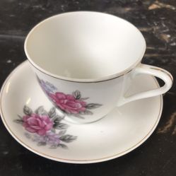 Vintage - Made In Japan - Tea Cup & Saucer W/ Rose Design