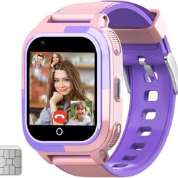 Kids Smart Watch with SIM Card, 4G Kids GPS Tracker Support Whatsapp Line Real-time Calling Voice Message SOS Camera, Birthday Gifts for Girls Boys Ag
