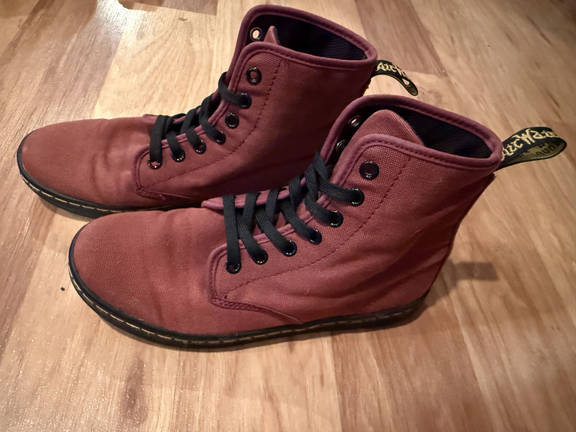 Dr. Martens Burgundy Canvas Boots