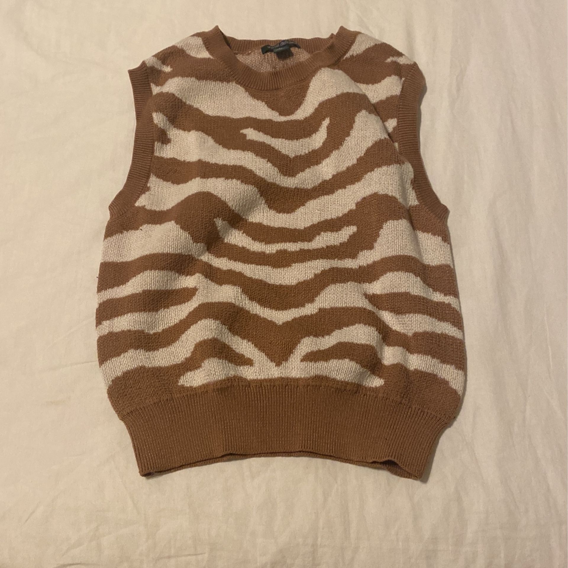 Brown & cream knitted Zebra print Vest