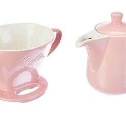 Melitta Porcelain Pour-Over Coffee Set with Jug and Filter Cone, Classic Edition. RARE PINK / rose color.

Gorgeous pink and white color. 