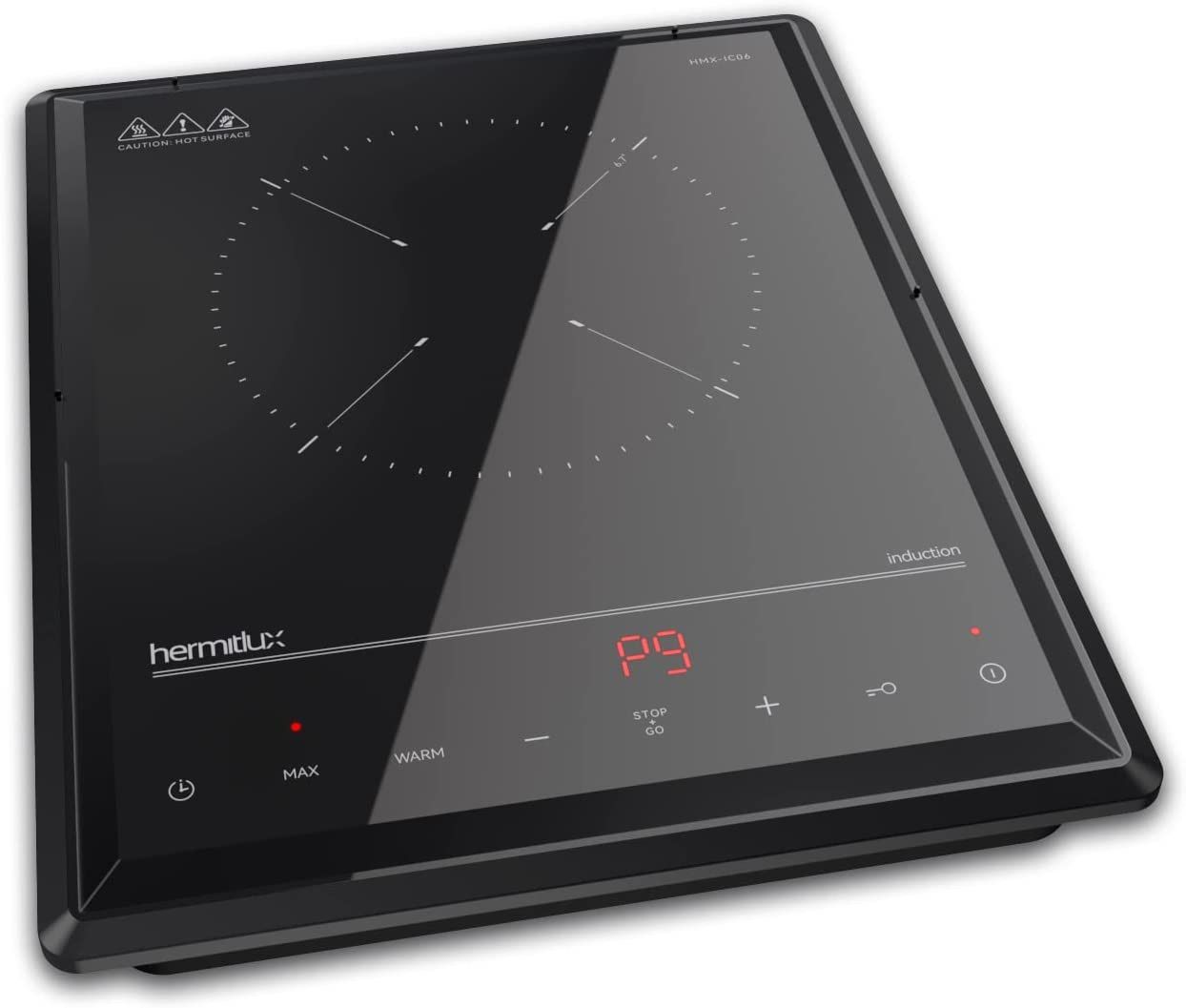 Hermitlux Portable Induction Cooktop, 1800W Fast Heating Induction Burner with Sensor Touch & Child Lock, 9 Power Levels Hot Plate for Cast Iron, Stai