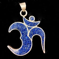 Sterling Silver & Lapis OM Pendant