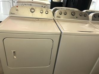 Whirlpool super capacity washer and dryer set with 1yr warranty