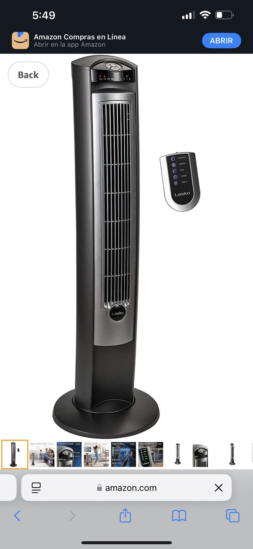 Lasko Oscillating Tower Fan with Remote, Quiet Floor Fans for