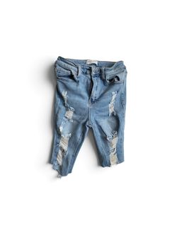 Cut blue jeans