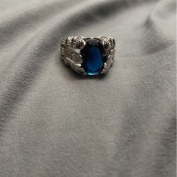 18k White Gold Filled Blue Topaz Ring 8US