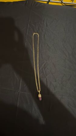 Gold Chain Necklace with Pill Pendant