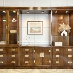 Vintage 4pc Drexel Heritage Bookcase / Office / Entertainment/ Lighted Display Cabinets