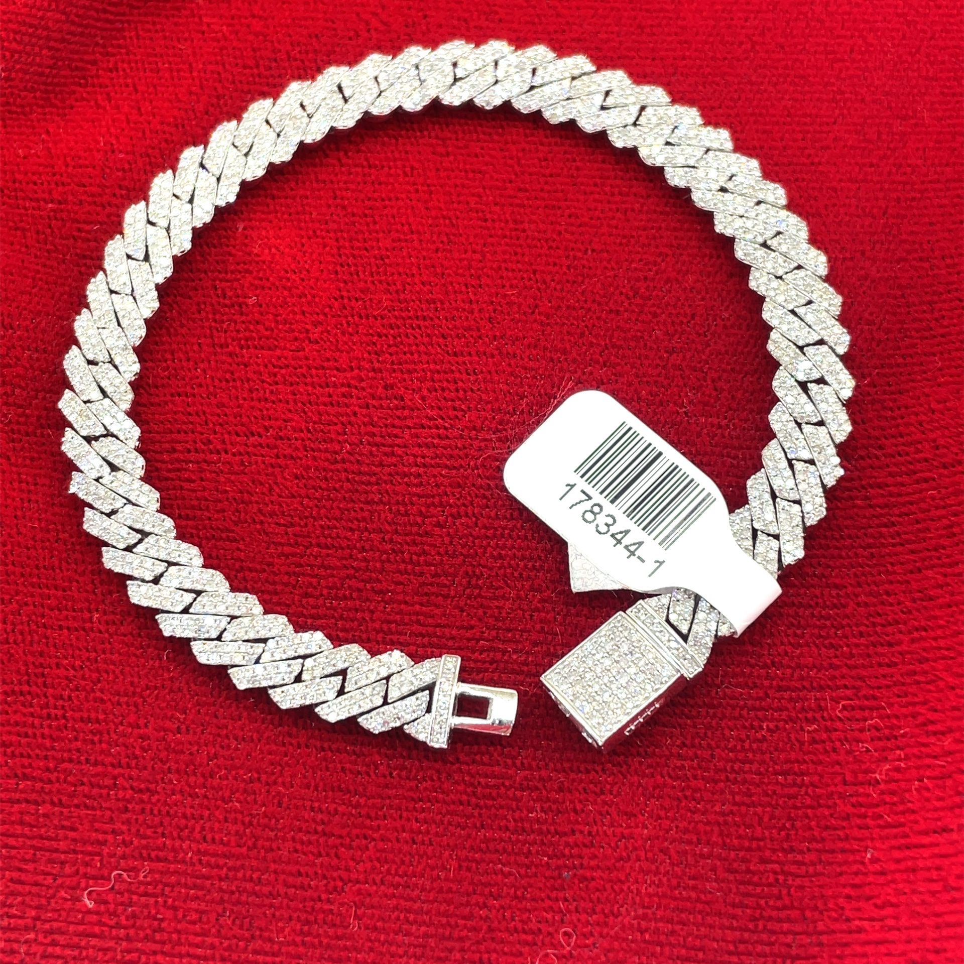 10KT White Gold Diamond Cuban 8” Bracelet 25.90g 7.4mm 3.85CTW 178344