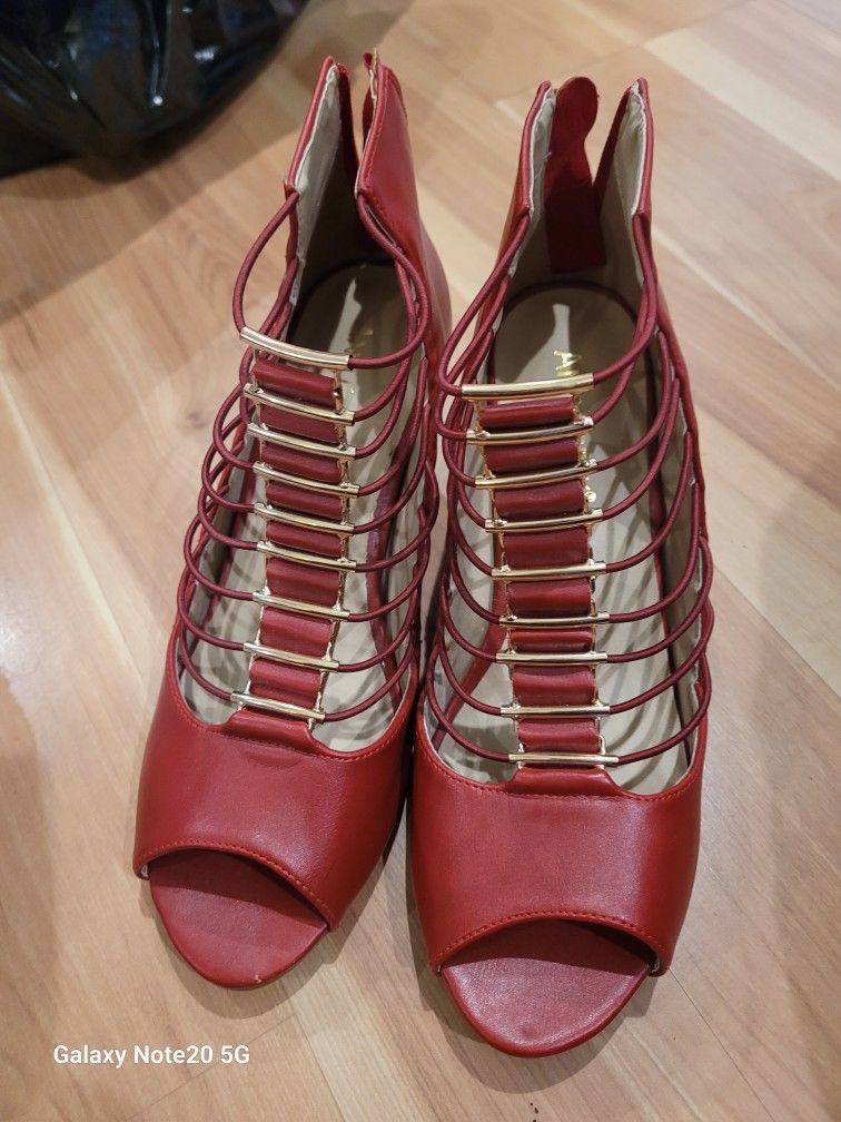 Women Red Gladiator Heels