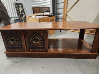 Vintage wood coffee table w/ storage cabinets