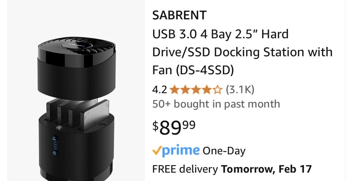SABRENT USB Bay Hard Drive/SSD Docking Station with Fan