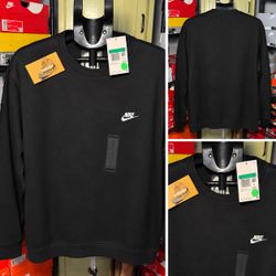 Nike Sportswear Club Fleece Crew Black White NEW 100% Authentic