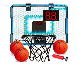 NEUBSAW Basketball Hoop Indoor with LED Lights, Basketball Toys Gifts for 5 6 7 8 9 10+ Year Old Boys Kids, Indoor Over The Door Mini Basketball Hoops