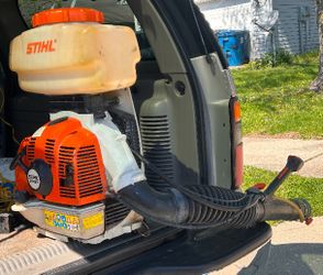 Leaf blower plus chemical spray