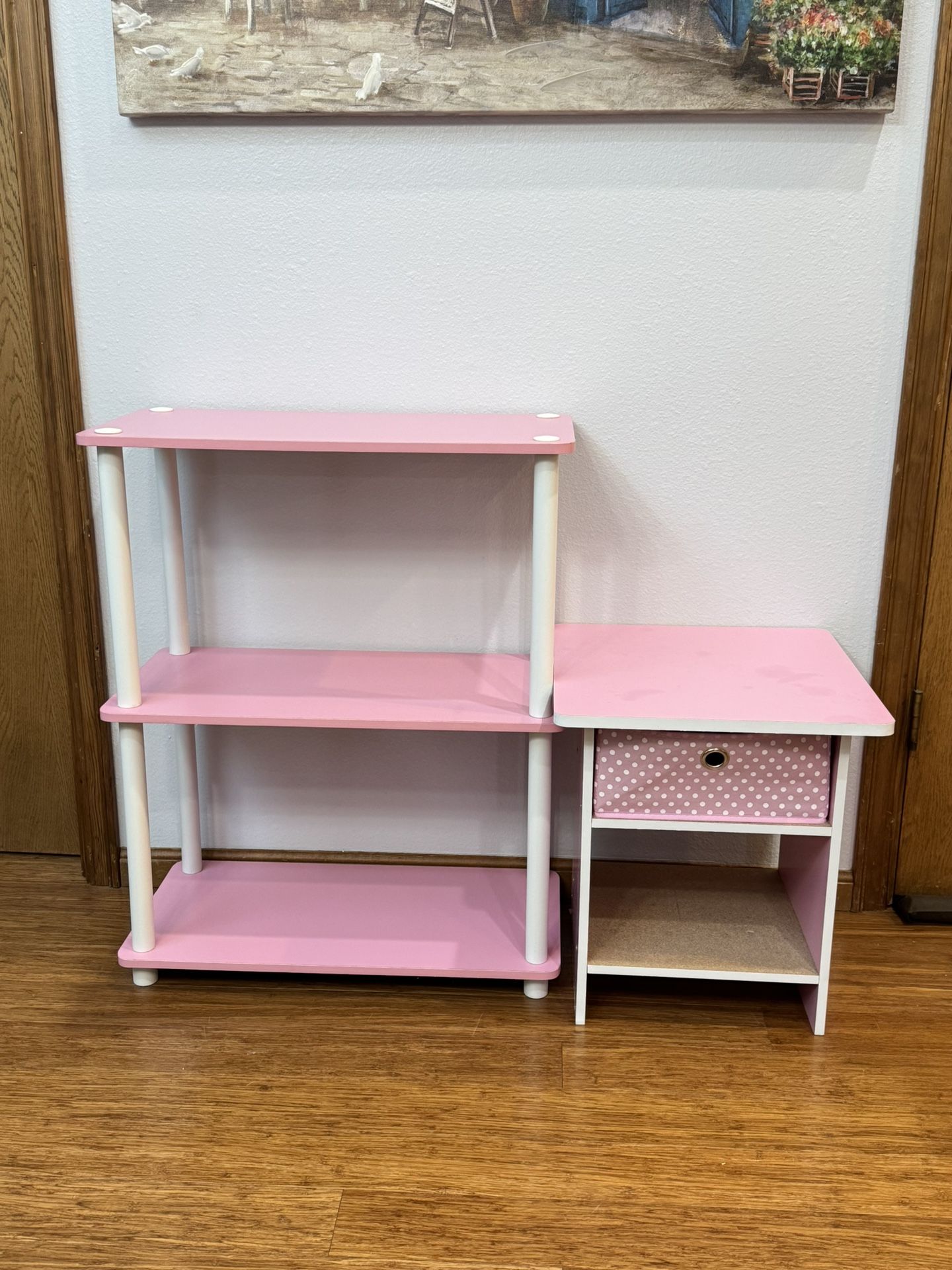 Girls Pink Toy Shelf/BookShelf & Night Stand with Storage