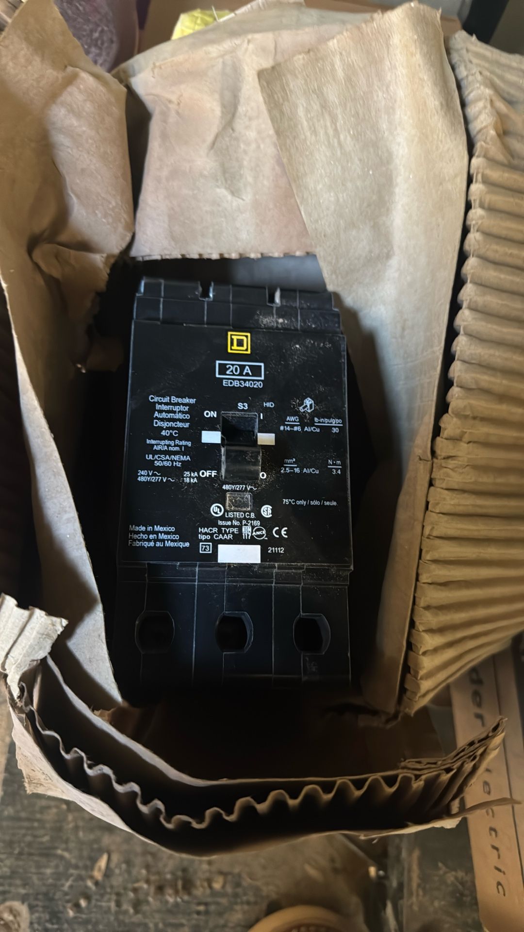 480/277 V Square D Breaker